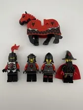 Lego Castle Black Dragon Minifigure Lot Of 4 Figures With A Black Horse W/armor