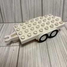 Lego Duplo WHITE FLAT BED TRAILER 3x6.5 Vehicle Truck Hauling Part Piece