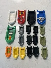 19 LEGO Boat Raft Lot Large 62812 Small 30086 City Fire Rescue Police Gray