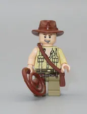 LEGO rare Indiana Jones open mouth grin open shirt whip bag minifigure 7199