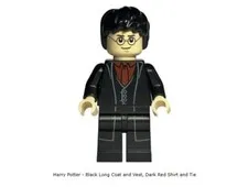 Lego Harry Potter - Black Long Coat and Vest, Dark Red Shirt and Tie inv 19