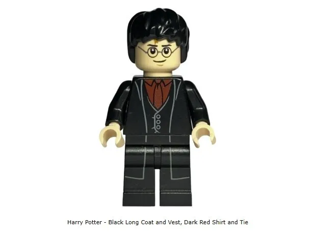 Lego Harry Potter - Black Long Coat and Vest, Dark Red Shirt and Tie inv 19