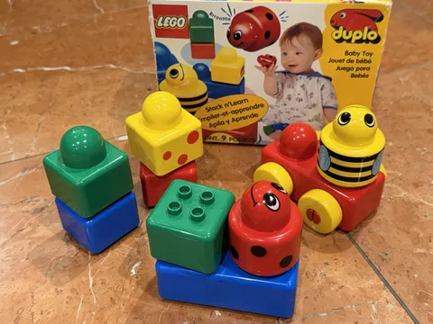 DUPLO LEGO 2080 BABY TOY BEE RATTLE LADYBUG STACK N LEARN COMPLETE 1995 BOX EUC