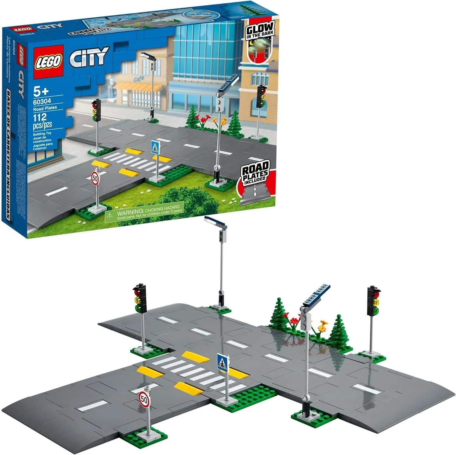 LEGO City Road Plates 60304 - Building Toy Set, Featuring Traffic Lights, Tre...