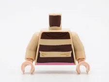 LEGO Minifig TORSO Female Brown Stripes Pink Belt top tee light nougat hands T23