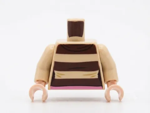 LEGO Minifig TORSO Female Brown Stripes Pink Belt top tee light nougat hands T23