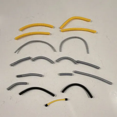 LEGO Technic Ribbed Hoses Curved Tubes & Connectors Lot Yellow Gray Black