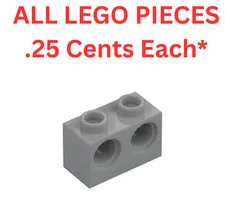 LEGO Brick 1x2 with 2 Holes 32000 Light Bluish Gray - Genuine LEGO Parts Pieces