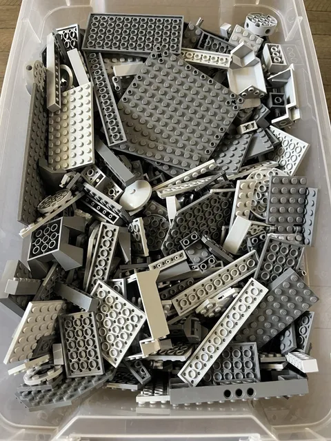 LEGO Bulk Lot, Brick & Plate Pieces Mixed. 6.55 lbs of Gray Color Sorted Pieces