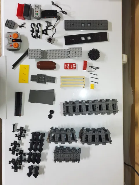 LEGO TRAIN/RAILROAD ASSORTED TRACKS + REMOTE CONTROL Mostly From Set #3677 AS IS
