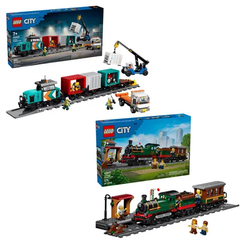 LEGO City Steam Train Bundle Set Building Toy Track Figures Freight