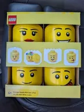 LEGO® Storage Head - Mini - Set of 4 Girl Boy Winking Silly New Boxed 