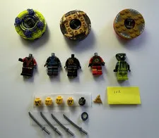 LEGO Minifigure Parts Bulk Lot: NINJAGO Spinners, Torsos, Heads, Swords