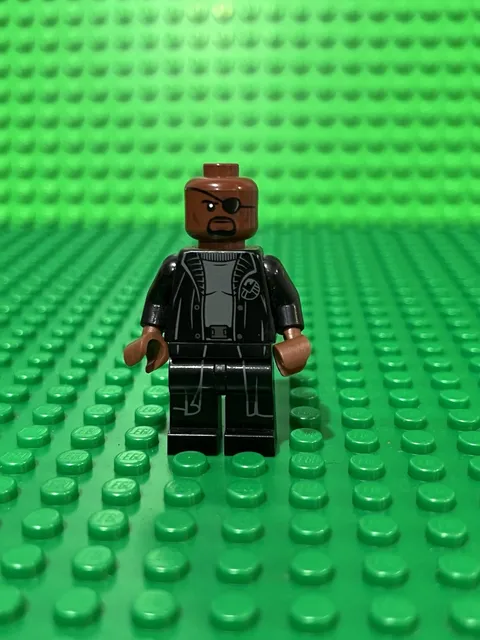 LEGO Marvel NICK FURY Minifigure Black Trench Coat sh0585a