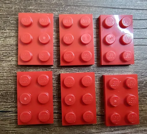 Lego - Lot of 6 - Red Plate 2 x 4