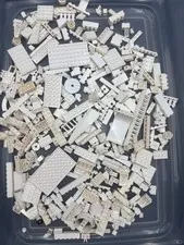 1 lb. Bulk Mixed White Legos - standard blocks and unique pieces (Lot K)
