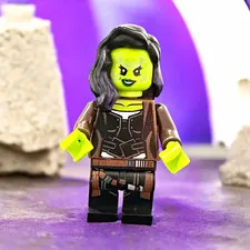 LEGO Gamora Minifigure Guardians of the Galaxy Green Skin Black Hair