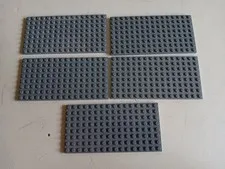 LEGO BULK LOT 5 DARK BLUISH GRAY 8X16 STUD BASE PLATES #92438 5" x 2.5"