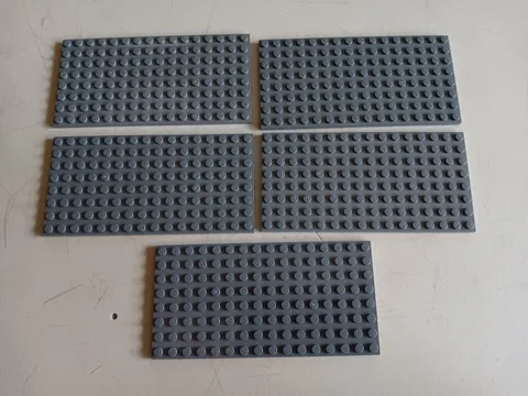 LEGO BULK LOT 5 DARK BLUISH GRAY 8X16 STUD BASE PLATES #92438 5" x 2.5"