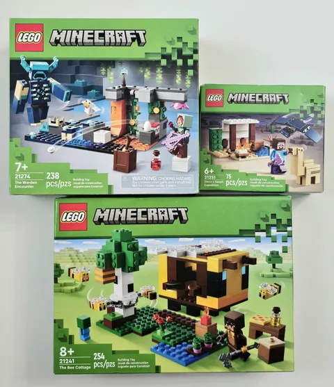 Lego Minecraft Sets Lot 21241, 21274, 21251 New Sealed 