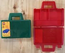 Lot of 2 LEGO Sorting Boxes to Go Travel Case Organizing Red & Green 4087