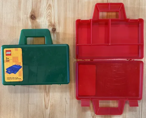Lot of 2 LEGO Sorting Boxes to Go Travel Case Organizing Red & Green 4087