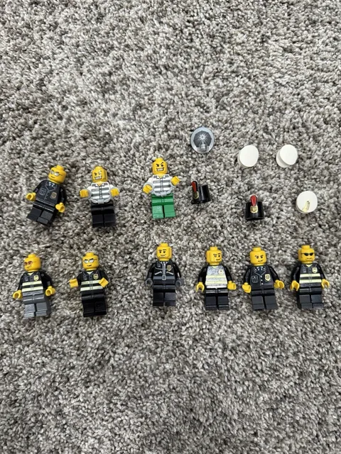 LEGO City Police & Prisoner Minifigure Lot – 9 Figures Plus Accessories