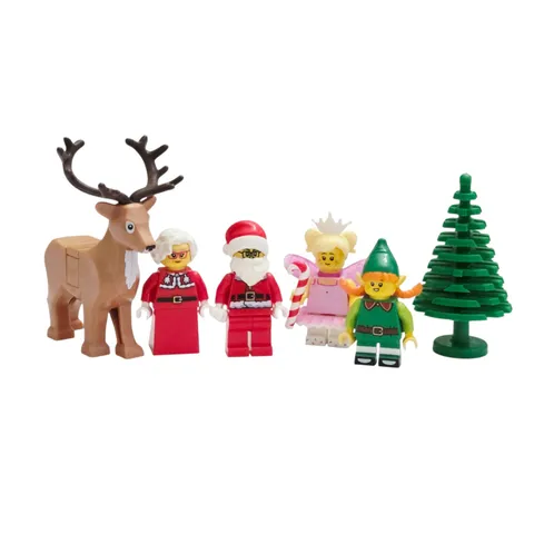 LEGO Holiday Minifigure Lot Santa Claus Mrs Claus Elf Fairy Reindeer & Tree