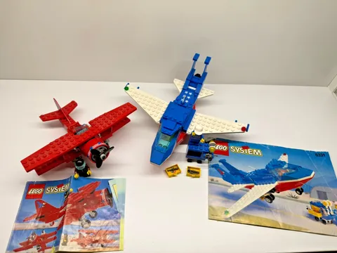 Vintage 90s LEGO System Town Flight Lot – 6331, 6615 Two Classic Airplanes!