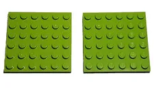 Lot Of 2 Lime Green Lego 3958 Plate 6x6