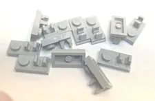 12x lego plate modified 1x2 with  upright clip,Medium stone gray.We Combine Ship