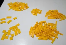 LEGO BULK LOT OF OVER 215 YELLOW SMOOTH TILES 1X3 1X4 1X6 1X8 2X2 2X3 2X4