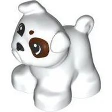 LEGO DUPLO Animal White Bulldog Dog With Patches Minifigure