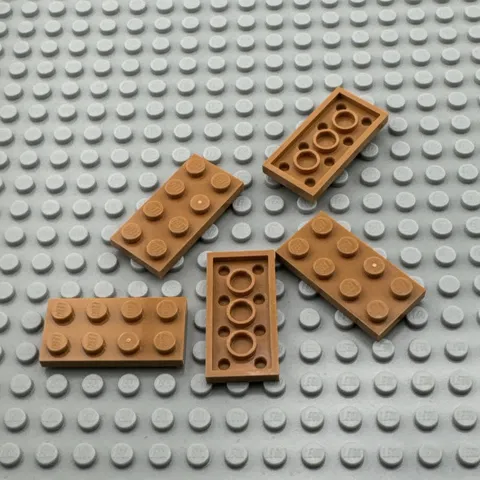 LEGO Plate - Medium Nougat - 2 x 4 - QTY x5