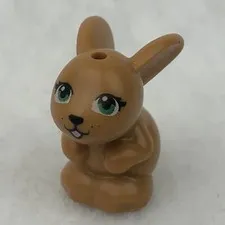 LEGO LEGO 34050pb01 Medium Nougat Bunny / Rabbit, Friends, Sitting W/ Green Eyes