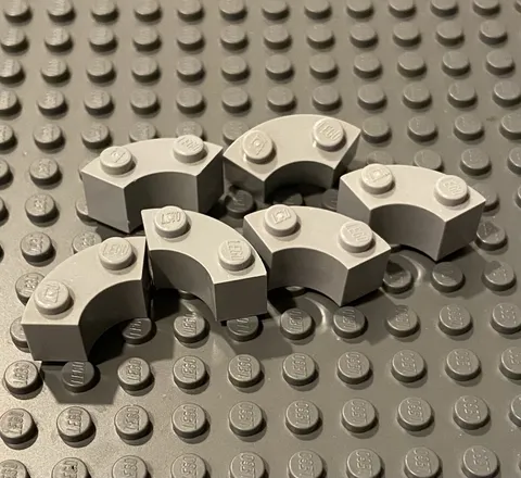 LEGO 6 Light Bluish Gray Round 2x2 Macaroni w Stud Notch 10188 4504 10178 3063b