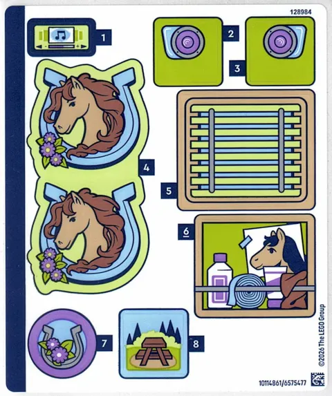 LEGO STICKER SHEET 42695 HORSE & BABY FOAL TRAILER from set New & Genuine