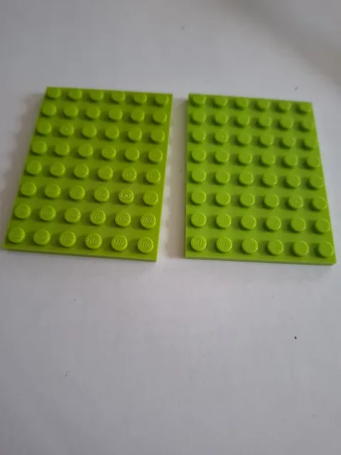 No 274.  2x Lego Board 6x8.  3036 Lime Green