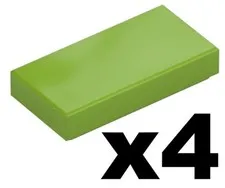 Lego 4 New TILE Lime Green 1 x 2 Stud Plain Mosaic Pieces Part 3069 GR05