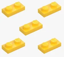 5 New LEGO Yellow 1x2 Plates 3023 flat panel city building plate 302324