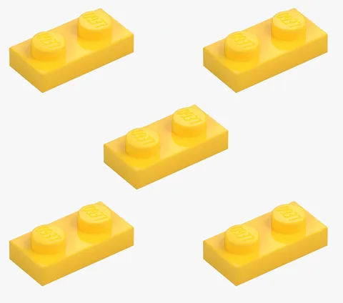 5 New LEGO Yellow 1x2 Plates 3023 flat panel city building plate 302324