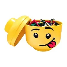 Lego Yellow Head Storage Container Case Silly Tongue 7" 2018 & 400+ Random Legos