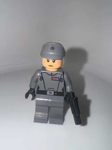 LEGO Imperial Officer Minifigure Gray Uniform w/ Cap/Helmet & Black Blaster