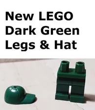 New LEGO Green Legs Matching Hat Jeans Pants Set Lot of 2 Holiday Elf Cap Xmas