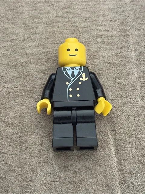 LEGO Minifig Cruise SHIP CAPTAIN Officer Sailor Black Uniform No Head Gear/ Hair
