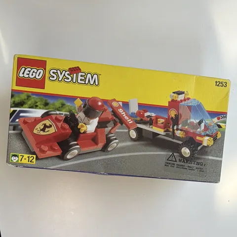 RARE! VINTAGE LEGO Town Shell Race Car Transporter Ferrari Subtheme