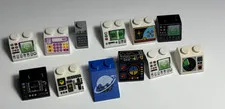 LEGO Lot of 12 Sloped Bricks printed pattern Control Panel Space Computer (#9)
