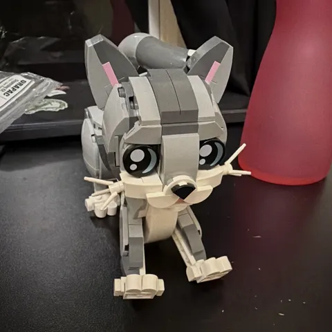 LEGO Shorthair Cats Gray Brick-Built Cat Figure Custom Printed, Plastic