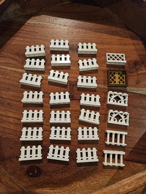 Lot of (26) Genuine LEGO Fence 1 x 4 x 2 Paled (Picket) - WHITE & 1 Window