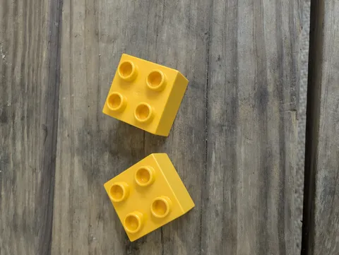 LEGO DUPLO bright Yellow Plastic 2x2 Stackable Brick Piece Lot of 2